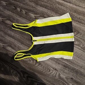 Express Zip Up Black, Yelow, Green, White Crop Top XS